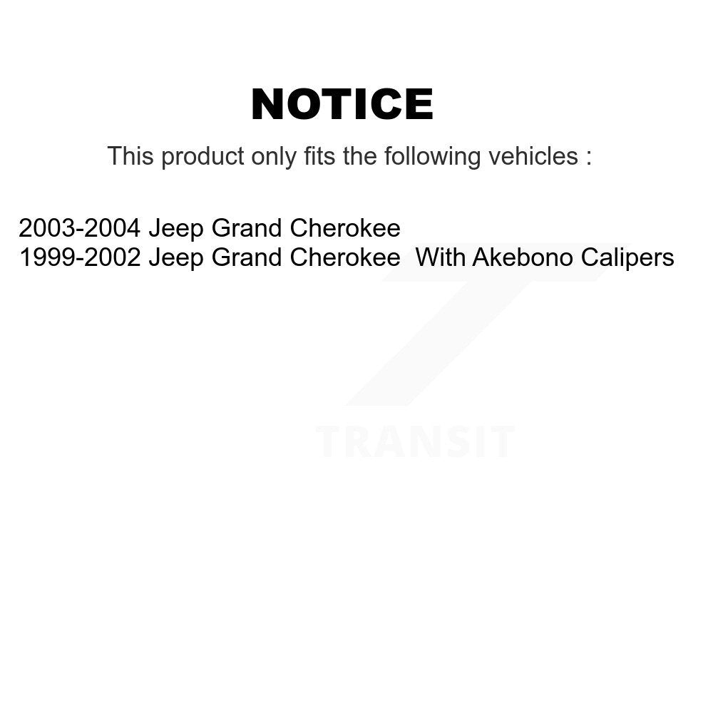 Ensemble de roulements de moyeu avant, Rotor de frein à disque et Kit de plaquettes pour Jeep Grand Cheroke