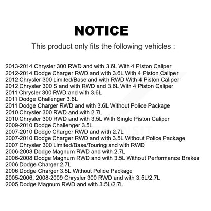 Kit de plaquettes de Rotor de frein, roulement de moyeu avant, pour Dodge Chrysler 300 Charger Challenge