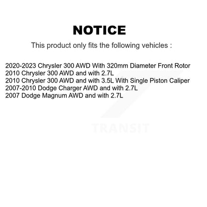 Kit de plaquettes de Rotor de frein à disque, roulement de moyeu avant, pour Dodge Charger Chrysler 300 Magnu