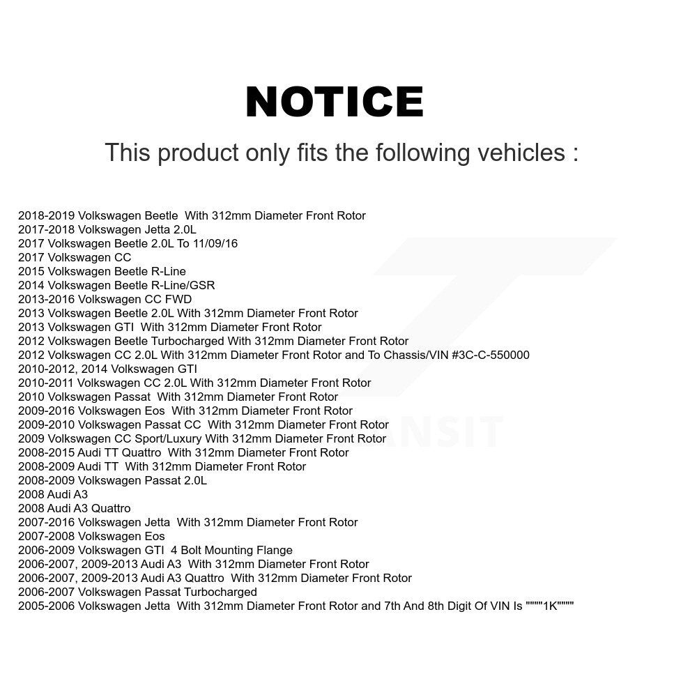 Kit de Rotor et de plaquettes de frein, roulement de moyeu avant, pour Volkswagen Jetta Beetle Audi GTI Eo