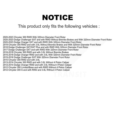 Kit de plaquettes de Rotor de frein, roulement de moyeu avant, pour Dodge Charger Chrysler 300 Challenge