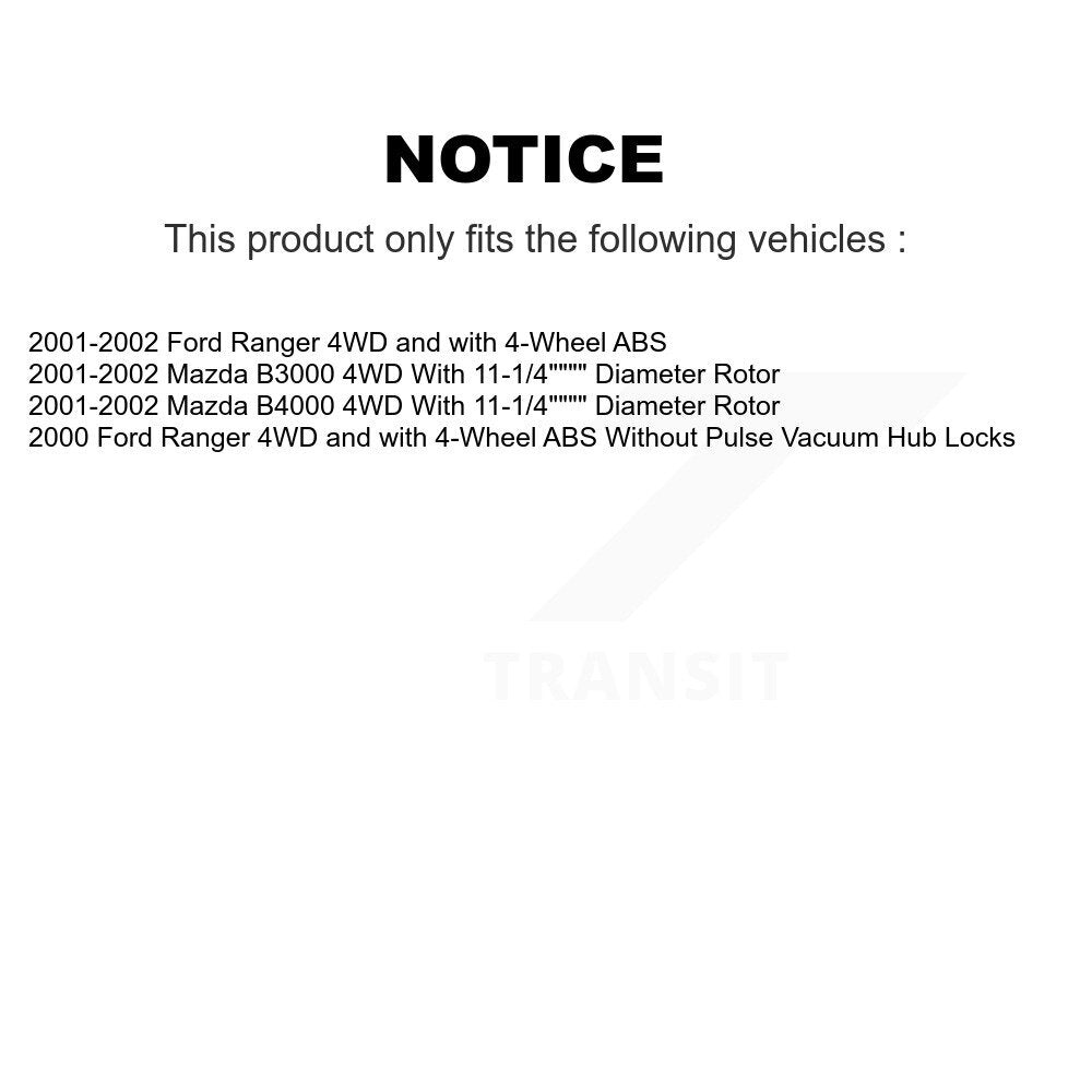 Kit de plaquettes de Rotor de frein, ensemble de roulements de moyeu avant, pour Ford Ranger Mazda B4000 B300