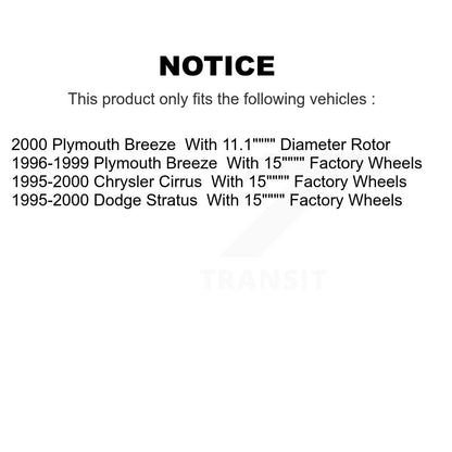 Kit de plaquettes de Rotor de frein, roulement de moyeu avant, pour Chrysler Cirrus Dodge Stratus Plymout