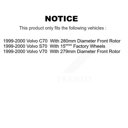Ensemble de roulement de moyeu avant, Rotor de frein et Kit de plaquettes pour Volvo S70 V70 C7 1999 – 2000