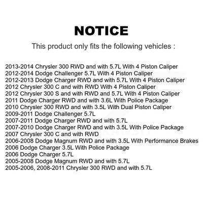 Kit de plaquettes de Rotor de frein, roulement de moyeu avant, pour Dodge Chrysler 300 Charger Challenge