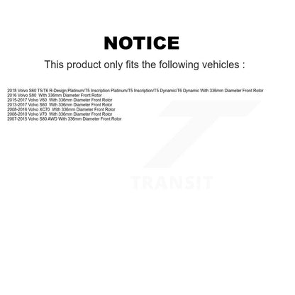 Ensemble de roulement de moyeu avant, Rotor de frein et Kit de plaquettes pour Volvo XC70 S60 V60 S80 V7