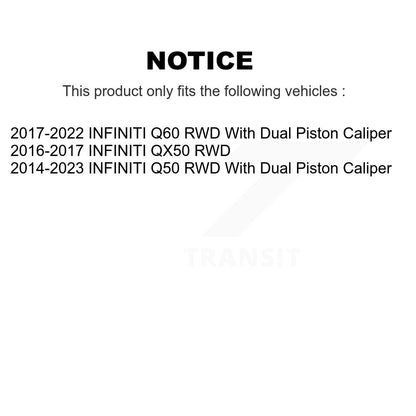 Ensemble de roulement de moyeu avant, Rotor de frein et Kit de plaquettes pour INFINITI Q50 QX50 Q60 RW