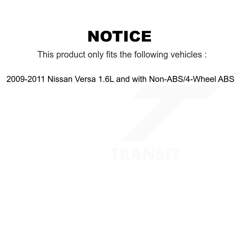 Kit de rotors et plaquettes de frein à disque d'assemblage de roulement de moyeu avant pour Nissan Versa