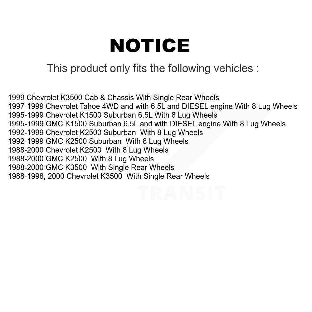 Kit de plaquettes de Rotor de frein, roulement de moyeu avant, pour K2500 Chevrolet GMC K3500 K1500 Taho