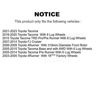 Kit de plaquettes de Rotor de frein, fente de perçage, roulement de roue avant, pour Toyota Tacoma 4Runner F