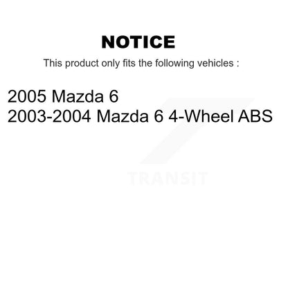Ensemble de roulements de moyeu avant et arrière, Rotor de frein à disque et Kit de plaquettes (10 pièces) pour Mazda