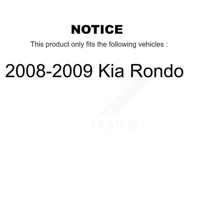 Kit de rotors et plaquettes de frein à disque, roulement de moyeu avant et arrière (10 pièces) pour Kia Rond 2008 – 2009