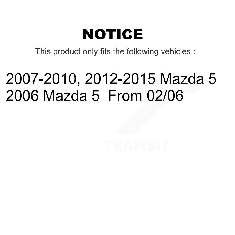 Ensemble de roulements de moyeu avant et arrière, Rotor de frein à disque et Kit de plaquettes (10 pièces) pour Mazda