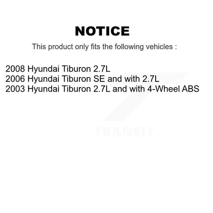 Kit de rotors et plaquettes de frein à disque, roulement de moyeu avant et arrière (10 pièces) pour Hyundai Tiburo