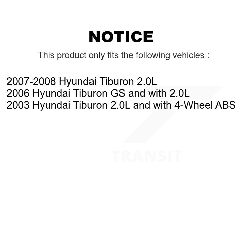 Kit de rotors et plaquettes de frein à disque, roulement de moyeu avant et arrière (10 pièces) pour Hyundai Tiburo