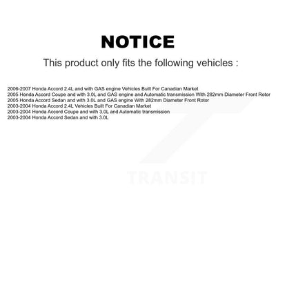 Kit de rotors et plaquettes de frein à disque, roulements de moyeu avant et arrière (10 pièces) pour Honda Accord