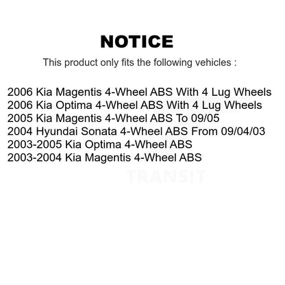 Kit de plaquettes de Rotor de frein, roulement de moyeu avant et arrière (10 pièces), pour Hyundai Sonata Kia Optim