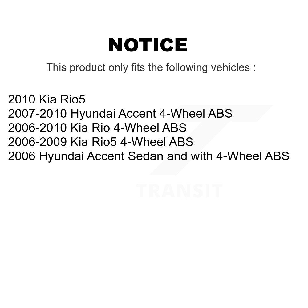 Kit de rotors et plaquettes de frein, roulement de moyeu avant et arrière (10 pièces), pour Hyundai Accent Kia Rio