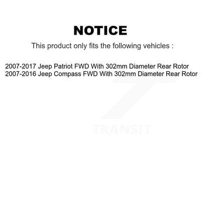 Kit de Rotor et de plaquettes de frein, roulement de moyeu avant et arrière (10 pièces) pour Jeep Patriot Compass FW