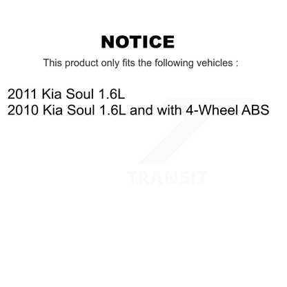 Kit de rotor de frein à disque et de plaquettes en céramique, roulement de moyeu avant et arrière (10 pièces) pour Kia Sou