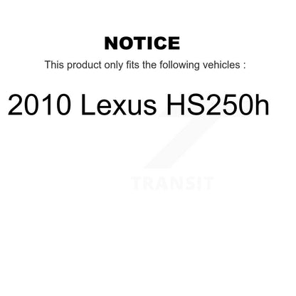 Kit de rotor et de plaquettes de frein revêtus de roulement de moyeu avant et arrière (10 pièces) pour Lexus HS250 2010