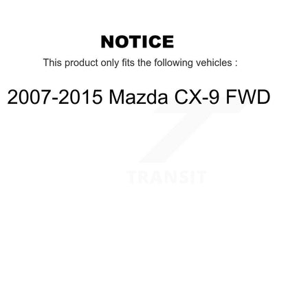 Kit de plaquettes de rotor de frein, roulement de moyeu avant et arrière (10 pièces) pour Mazda CX-9 FW 07-15