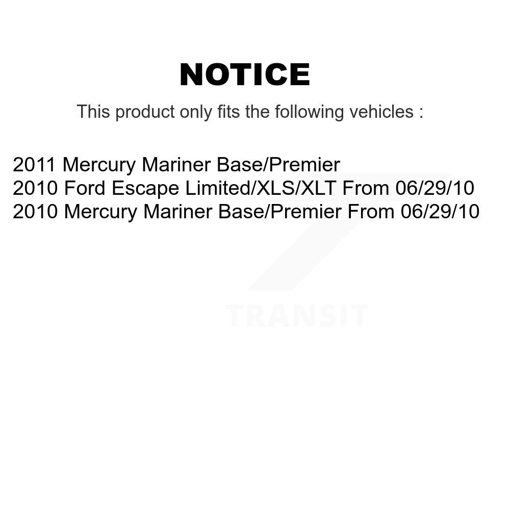 Kit de rotor et de plaquettes de frein à roulement avant et arrière (10 pièces) pour Ford Escape Mercur