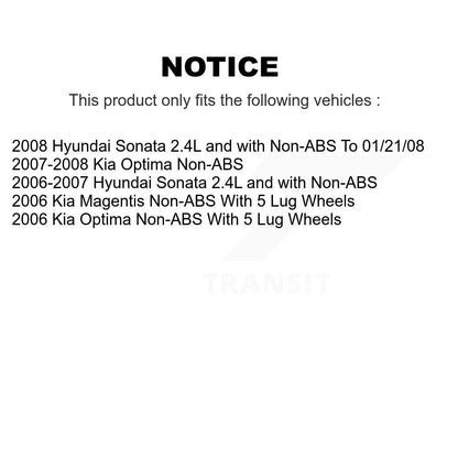 Kit de plaquettes de rotor de frein enduites de roulement de moyeu avant et arrière (10 pièces) pour Hyundai Sonata Ki