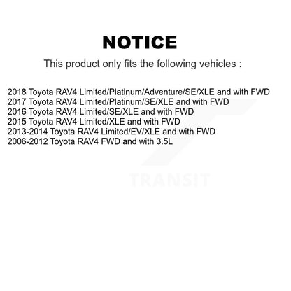 Kit de rotors et plaquettes de frein à disque, roulements de moyeu avant et arrière (10 pièces) pour Toyota RAV4