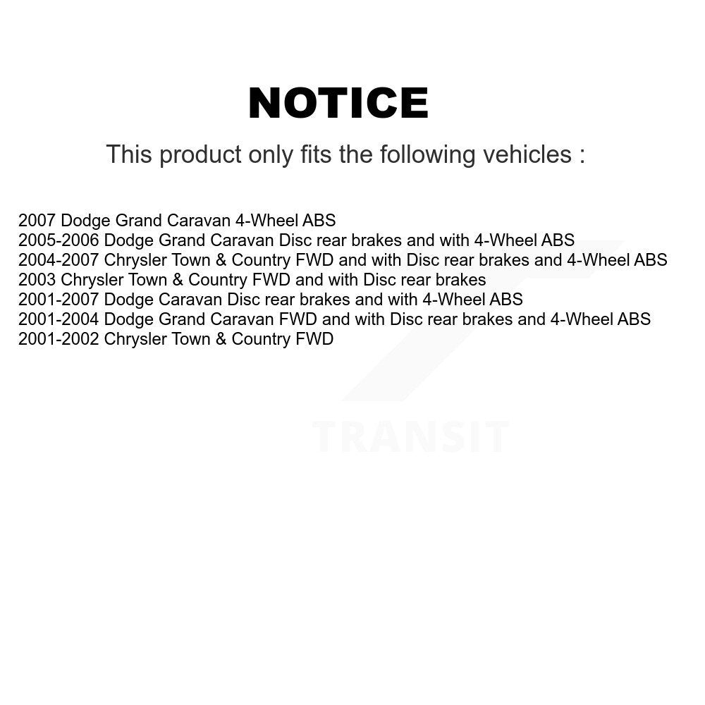 Kit de plaquettes de Rotor de frein, roulement de moyeu avant et arrière (10 pièces) pour Dodge Grand Caravan Town