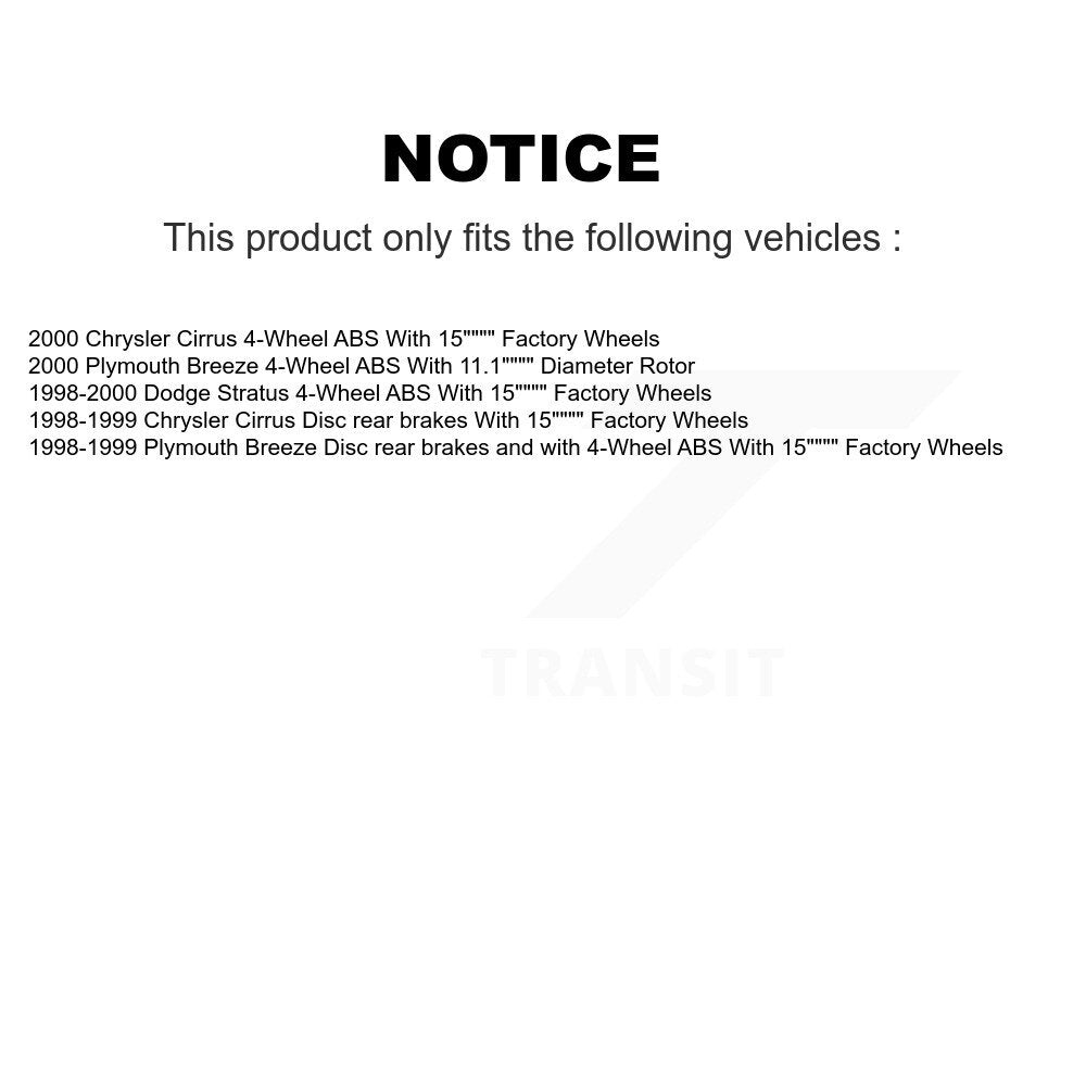 Kit de plaquettes de Rotor de frein à disque, roulement de moyeu avant et arrière (10 pièces) pour Chrysler Cirrus Dodg