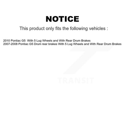 Kit de rotors et plaquettes de frein à disque, roulements de moyeu avant et arrière (10 pièces) pour Pontiac G5