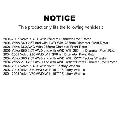 Kit de Rotor et de plaquettes de frein, roulement de moyeu avant et arrière (10 pièces) pour Volvo S60 XC70 V70 S8