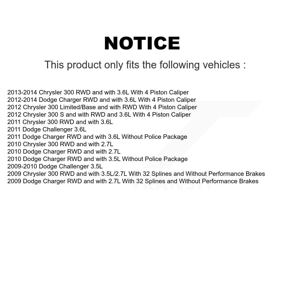 Kit de plaquettes de Rotor de frein, roulement de moyeu avant et arrière (10 pièces) pour Dodge Chrysler 300 Charge