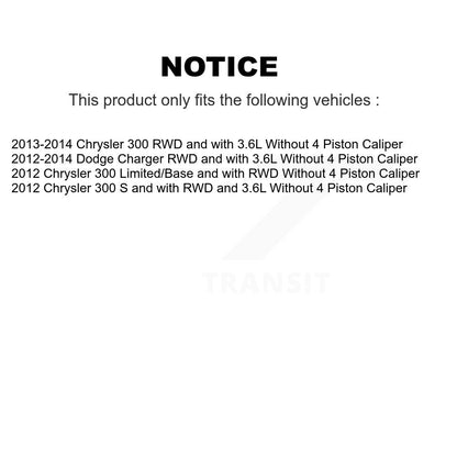 Kit de plaquettes de Rotor de frein, roulement de moyeu avant et arrière (10 pièces) pour Chrysler 300 Dodge Charge