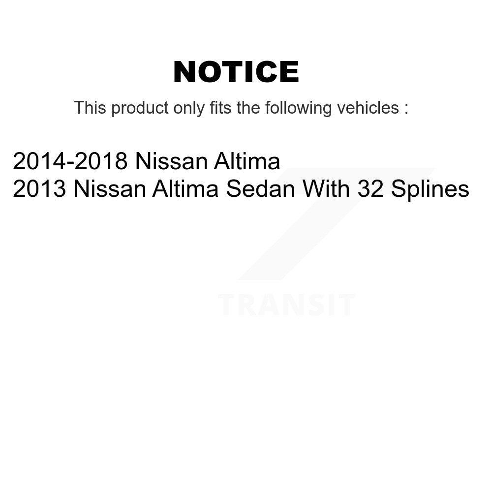 Kit de rotors et plaquettes de frein à disque, roulements de moyeu avant et arrière (10 pièces) pour Nissan Altima