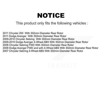 Kit de plaquettes de Rotor de frein, roulement de moyeu avant et arrière (10 pièces) pour Chrysler Sebring Dodge 20