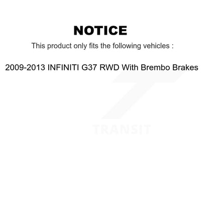 Kit de plaquettes de rotor de frein, roulement de moyeu avant et arrière (10 pièces) pour INFINITI G37 RW 2009 – 2013