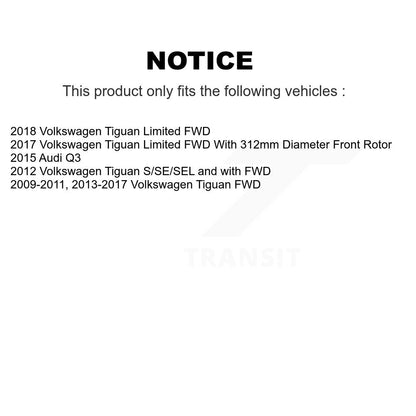 Kit de plaquettes de rotor de frein, roulement de moyeu avant et arrière (10 pièces) pour Volkswagen Tiguan Q