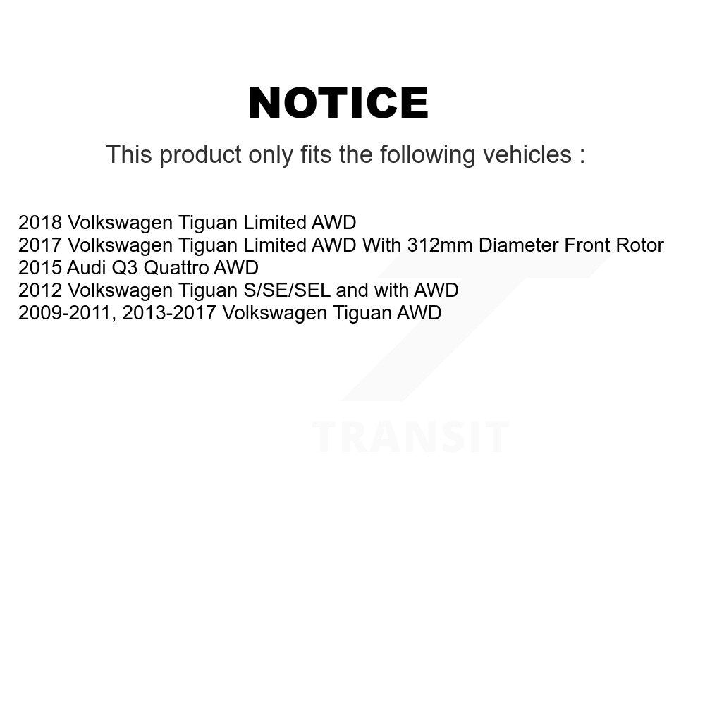 Kit de plaquettes de rotor de frein, roulement de moyeu avant et arrière (10 pièces) pour Volkswagen Tiguan Q