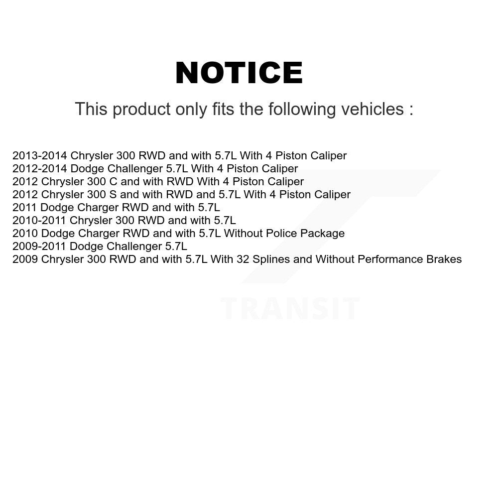 Kit de plaquettes de rotor de frein enduites de roulement de moyeu avant et arrière (10 pièces) pour Chrysler 300 Dodge