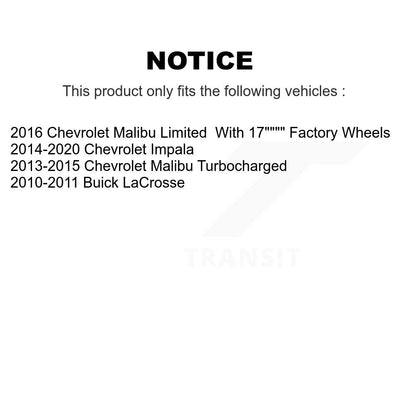 Kit de rotors et plaquettes de frein revêtus de roulement de moyeu avant et arrière (10 pièces) pour Chevrolet Malib