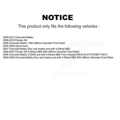 Kit de plaquettes de Rotor de frein revêtues de roulement de moyeu avant et arrière (10 pièces) pour Chevrolet Malibu G