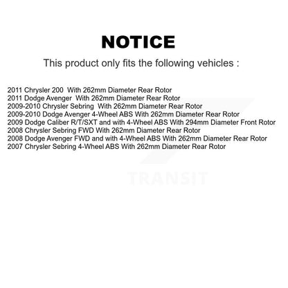 Kit de plaquettes de rotor de frein enduites de roulement de moyeu avant et arrière (10 pièces) pour Chrysler Dodge 20