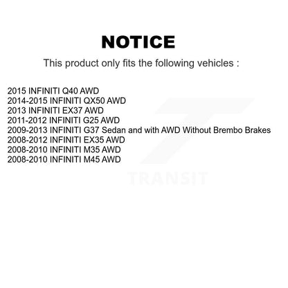 Kit de plaquettes de rotor de frein, roulement de moyeu avant et arrière (10 pièces) pour INFINITI G37 EX35 G2