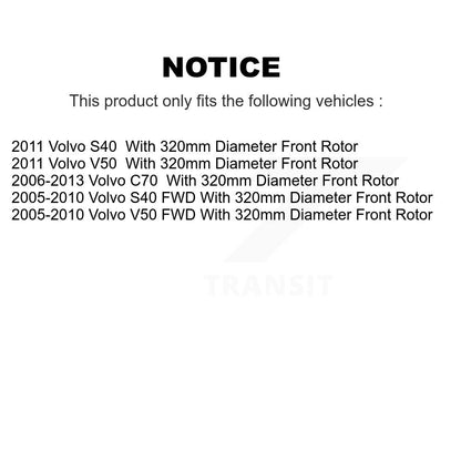 Kit de rotor et de plaquettes de frein revêtus de roulement de moyeu avant et arrière (10 pièces) pour Volvo S40 V50 C7