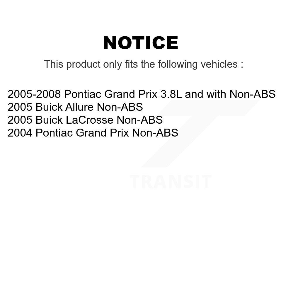 Kit de plaquettes de rotor de frein enduites de roulement de moyeu avant et arrière (10 pièces) pour Pontiac Grand Pri