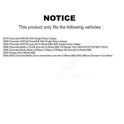 Kit de plaquettes de rotor de frein, roulement de moyeu avant et arrière (10 pièces) pour Chevrolet Malibu HH