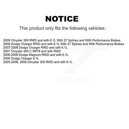 Kit de plaquettes de rotor de frein enduites de roulement de moyeu avant et arrière (10 pièces) pour Chrysler 300 Dodge