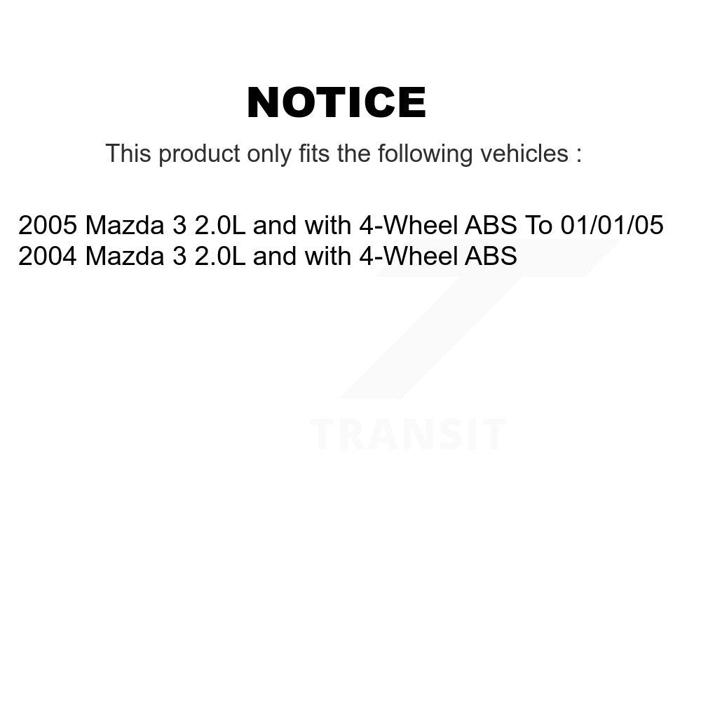 Kit de rotors et plaquettes de frein à disque revêtus de roulements de moyeu avant et arrière (10 pièces) pour Mazda